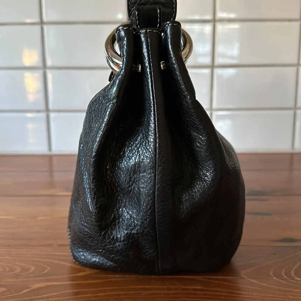 FURLA Black Pebbled Leather Hobo Bag